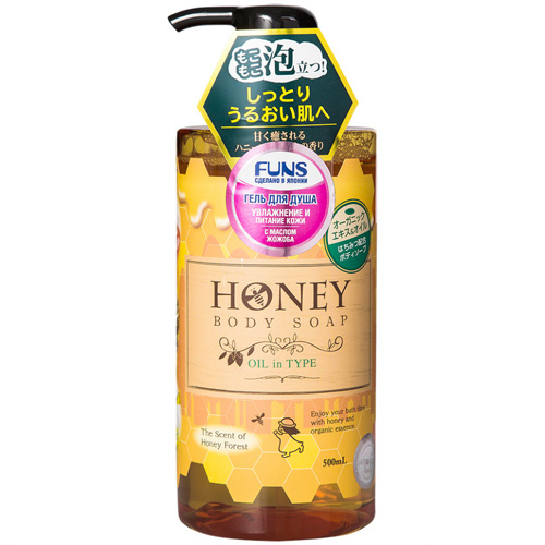 Гель для душа увлажняющий с экстрактом меда и маслом жожоба 500 мл, FUNS Honey Oil